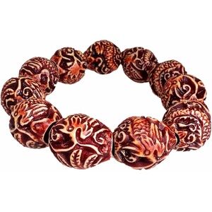 Dragon Red Beaded Stretch Tibetan Buddha Buddhist Prayer Meditation Bracelet